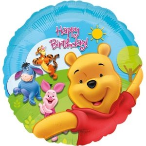 Foliový balonek - Medvídek Pú Happy birthday - 45 cm
