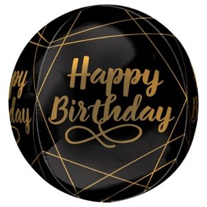 Foliový balonek koule Orbz Happy Birthday Elegant - 40 cm