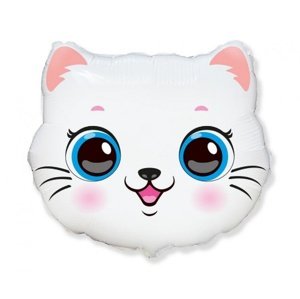 Foliový balonek hlava - Kočička bílá 61 cm