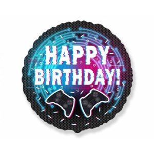 Foliový balonek Game - Happy Birthday 45 cm - Nebalený