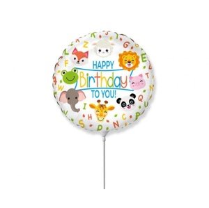 Balónky na tyčku Zvířátka - Happy Birthday 23 cm - 5 ks