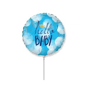 Balónky na tyčku modrý - Hello Baby 23 cm - 5 ks