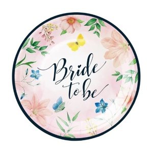 EKO Papírové talíře - Bride to be, květy 18 cm - 6 ks