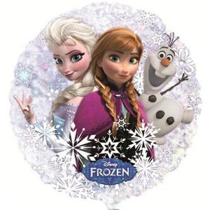 Foliový holografický balonek Frozen - Anna a Elsa s Olafem 45 cm - Nebalený