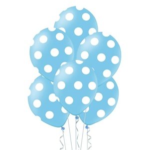 Balonky s puntíky - Modré, 30 cm - 6 ks