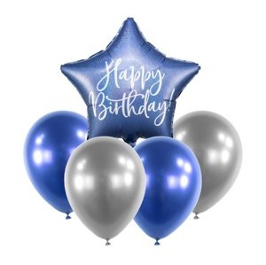 Balónkový set Happy Birthday Modrý - 5 ks
