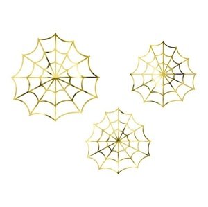 Halloweenská dekorace pavučina zlatá 3 ks