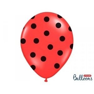Latexový balonek červený s černými puntíky 36 cm
