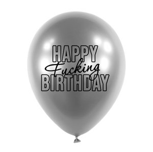 Balonky Happy Fuc... Birthday, Stříbrné, 5 ks