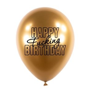 Balonky Happy Fuc... Birthday, Zlaté, 5 ks