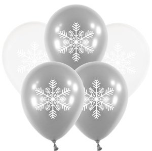Balonky s potiskem Sněhové vločky,  5 ks