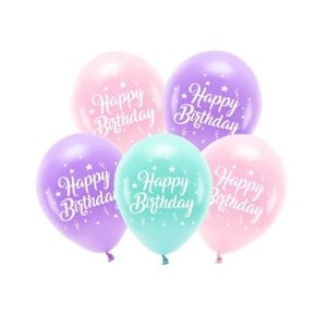 Latexové balonky macaron Happy Birthday 26 cm - 5 ks
