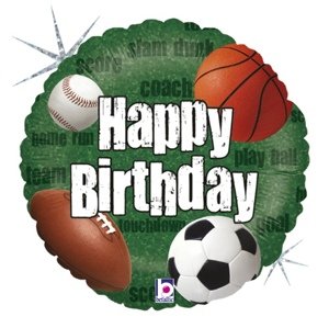 Foliový balonek - sportovní míče - Happy Birthday 46 cm