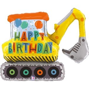 Foliový balonek - bagr - Happy Birthday 79 cm