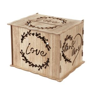 Dřevěný box na peníze LOVE 30 x 24 x 22 cm
