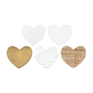 Textilní svatební konfety - srdce 25 ks