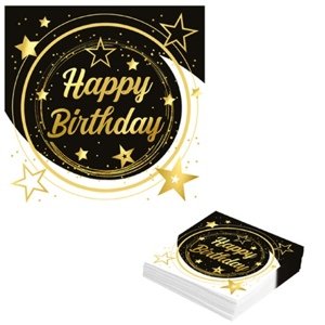 Papírové ubrousky - Happy Birthday - Stars 20 ks, 16 x16 cm