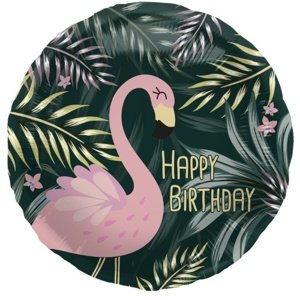 Foliový balonek Happy Birthday - flamingo  45 cm