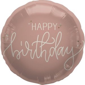 Foliový balonek Happy Birthday - Crème Rose 45 cm