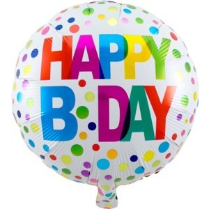 Foliový balonek Happy Birthday - barevné tečky 45 cm