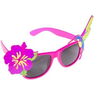 Plastové brýle s květinou a kolibříkem - růžové