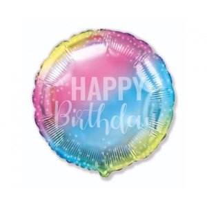 Foliový balonek Happy Birthday - Duhový holografický 48 cm  - nebalený