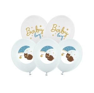Latexové balonky spící medvídek - Baby boy 30 cm - 6 ks