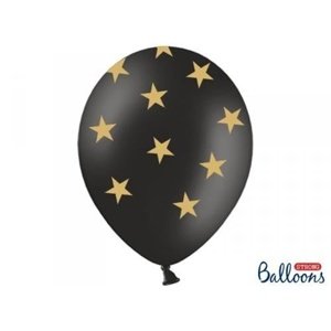 Latexový balonek latexový s potiskem hvězdy - černý