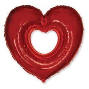 Foliový balonek srdce červené s otvorem 60 cm - Nebalený