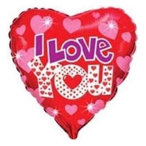 Foliový balonek srdce - růžová srdíčka - I Love You 45 cm, nebalené