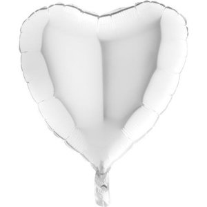 Foliový balonek srdce bílé 45 cm - Nebalený