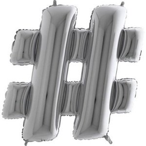Foliový symbol Hashtag stříbrný 102 cm