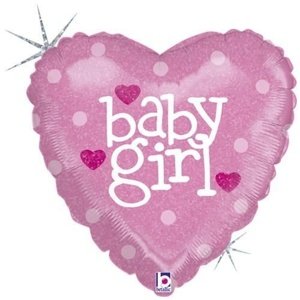 Foliový balonek srdce Baby girl 45 cm