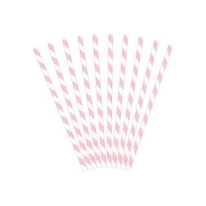 Papírová brčka sv. růžovo-bílá - 10 ks