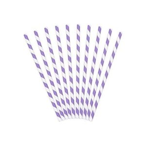 Papírová brčka fialovo-bílá - 10 ks