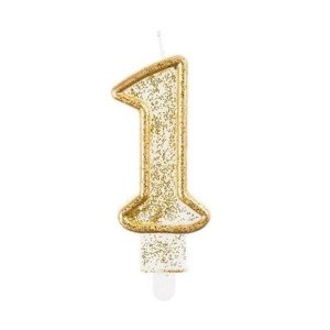 Svíčka narozeninová číslice 1 zlatá 7,5 cm