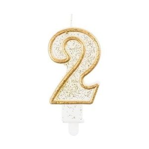 Svíčka narozeninová číslice 2 zlatá 7,5 cm