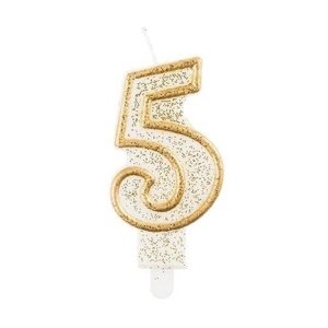 Svíčka narozeninová číslice 5 zlatá 7,5 cm