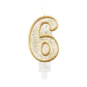 Svíčka narozeninová číslice 6 zlatá 7,5 cm