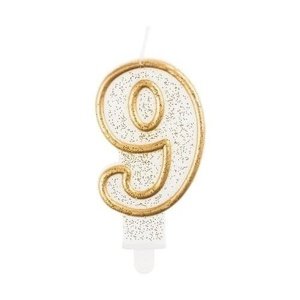 Svíčka narozeninová číslice 9 zlatá 7,5 cm