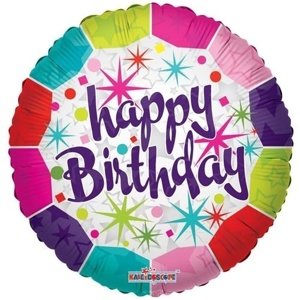 Foliový balonek barevný Happy Birthday 46 cm