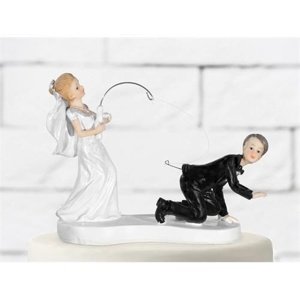 Svatební figurky na dort - ženich na háčku 11 cm