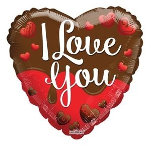 Foliový balonek srdce - čokoládové - I love you 45 cm