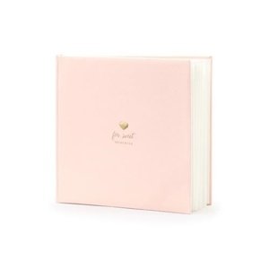 Svatební kniha hostů růžová 20 x 20 cm se srdíčkem