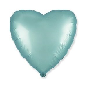 Foliový balonek saténové srdce pastel modré 46 cm - Nebalený