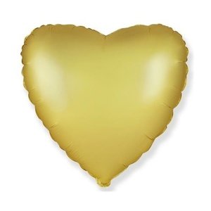 Foliový balonek saténové srdce zlaté 46 cm - Nebalený