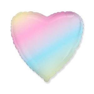 Foliový balonek srdce duhové 46 cm - Nebalený