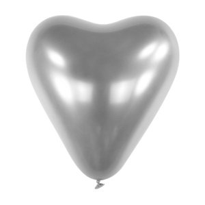 Chromový latexový balonek srdce stříbrné 30 cm - CH08