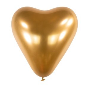 Chromový latexový balonek srdce zlaté 30 cm - CH07