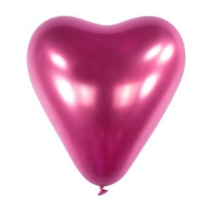 Chromový latexový balonek srdce růžové 30 cm - CH05